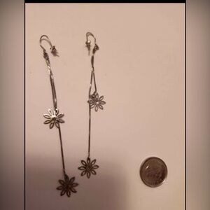 Elegant Silver Floral Dangle Earrings